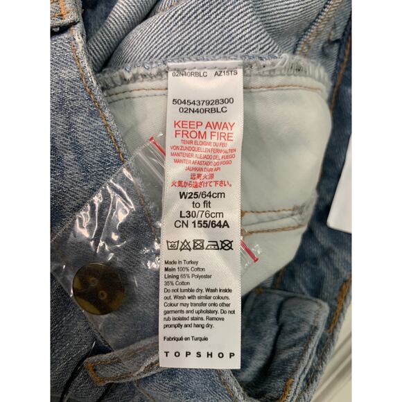 Topshop Yoke Bleach Mom Jeans high waisted tapered‎ leg size 25 NWT - Picture 6 of 7